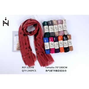 Sciarpa lunga stampata con mongolfiera Angelina 70x180 cm in cotone TR, accessorio moda per donna - Product Image 1