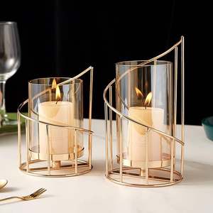 Golden Metal Candle Holder 7.87 in/20 cm and 6.3 in/<b>16</b> cm Home Decoration Lanterns Set - Product Image 5