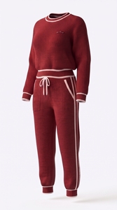 Ensemble de yoga 2 pièces pour femme : pull côtelé uni à col rond et pantalon de jogging longueur cheville, taille élastique, design taille haute sur le devant - Product Image 5