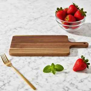 Juego de tablas de cortar rectangulares de madera de nogal ecológicas de 1.5 cm de grosor con patrón de tablero de ajedrez, multifunción, con ranura para jugos y extremo con asa. - Product Image 1
