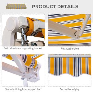 Toldo Retráctil Manual de 8 Pies x 6.6 Pies para Patio, Color Mixto, Resistente al Viento, Brazos Plegables Extensibles de 5 m para Patios y Terrazas Exteriores - Product Image 5