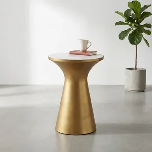 Modern Gold <b>Side</b> <b>Table</b> <b>Round</b> Accent <b>Table</b> with White Marble Top Elegant End <b>Table</b> for Living Room Bedroom Sofa Coffee Corner - Product Image 2