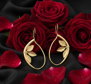 ต่างหูรูปใบไม้ทำมือจากสแตนเลส ดีไซน์พฤกษศาสตร์ออร์แกนิก ชุบทอง 18K ป้องกันการหมองคล้ำ สไตล์โบฮีเมียนมินิมอล - Product Image 4