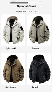 Blouson d'hiver décontracté imperméable pour homme 2026, coupe régulière, style bomber, avec capuche, fermeture éclair, grande taille, respirant - Product Image 6