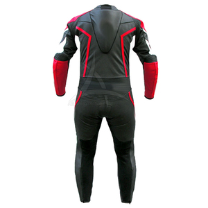 Traje de Motociclismo de Cuero para Hombre, Manga Larga, Color Rojo, Negro y Blanco, Bloques de Color, Transpirable, Equipo de Protección para Todas las Estaciones - Product Image 2
