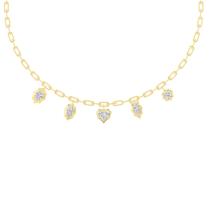 4.57 CTW Lab Diamond Charm <b>Necklace</b> Multi Shape <b>Necklace</b> Georgian Cut Down Setting Vintage Style <b>Necklace</b> Gold <b>Statement</b> Jewelry - Product Image 2