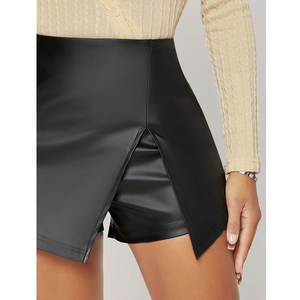 Jupe-short asymétrique taille haute en similicuir PU pour femme 2026 - Product Image 4