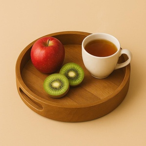 Vendedor caliente, venta al por mayor, bandeja de madera de acacia, bandeja redonda para servir para hotel y restaurante, respetuoso con el medio ambiente - Product Image 5