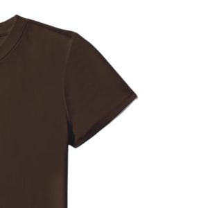 Camiseta Corta para Mujer en Color Marrón Demitasse, Algodón Suave, Corte Ajustado, Manga Corta, Estilo Casual, Básica - Product Image 6