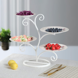 Classic Three Tier Metal Plate Rack Black Finish Standing <b>Storage</b> Holder for Living Room Tableware Display - Product Image 6