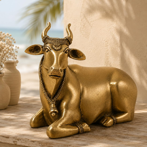 Estatua de Vaca de Metal, Figura Decorativa de Vaca Sentada, Escultura Tradicional India de Animal, Decoración para el Hogar, Adorno de Mesa - Product Image 4