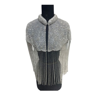 High Quality Handmade Heavy Designer 100% Polyester Floral Sequins Beaded Anti-Wrinkle <b>Poncho</b> Cape Blouse Women Fashion - Product Image 3