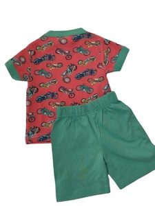 Ensemble d'été décontracté pour garçon 100% T-shirts et shorts en coton doux et frais motif floral compact peigné - Product Image 2