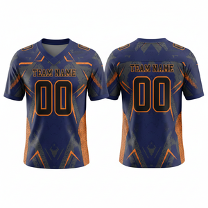 Maillot de football américain personnalisé pour homme, manches courtes, sublimation, séchage rapide, évacuation de l'humidité, nom et numéro personnalisés, uniforme d'équipe, OEM - Product Image 6
