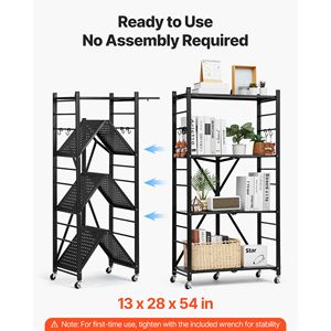 Scaffale Portaspezie Pieghevole a 4 Livelli 28W X 13D X 54H Pollici in Metallo Senza Montaggio con 5 Ruote - Product Image 2