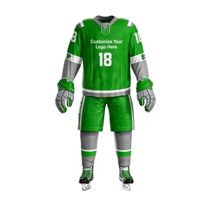 Maillot de hockey sur glace vert personnalisé pour homme, manches longues, sublimé, 100 % polyester, coupe classique, vêtements pour adultes - Product Image 1