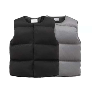 Chaleco Acolchado Impermeable de Lona con Cuello Alto y Logotipo Personalizado 2025 para Invierno, Estilo Urbano, Chaqueta sin Mangas con Frente Sólido, Acabado ODM - Product Image 1
