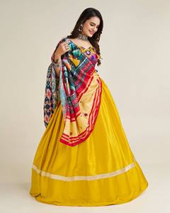 Women's Yellow Silk Lehenga Choli With Digital Printed Dupatta Traditional Indian Pakistani Wedding Outfit Floor-Length Loose - Product Image 3