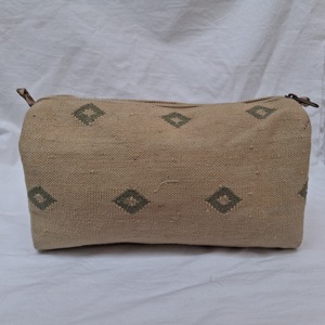Women's Vintage Geometric Pattern Handwoven Dhurrie Cotton Tote Cosmetic <b>Bag</b> Chains Zipper Closure <b>Medium</b> <b>Size</b> Eco-Friendly - Product Image 4