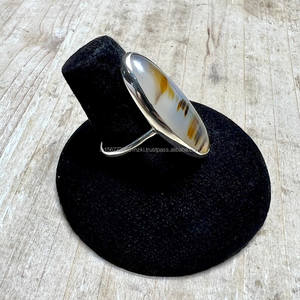 Anillo dendrítico de ágata Montana, joyería de plata esterlina de ágata con bandas naturales, anillo de banda de plata 925 - Product Image 4