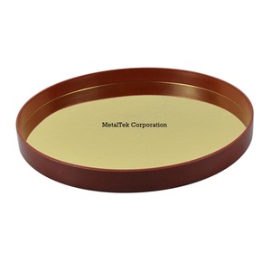 Plateau rond décoratif en métal pour cosmétiques, coiffeuse, salle de bain, couleur personnalisée, plateau de service ottoman – Vente en gros fabricant - Product Image 1