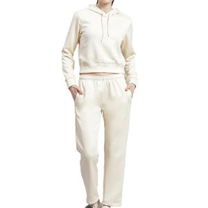 Ensemble de survêtement femme 2026 le plus vendu, en coton épais, deux pièces, avec logo personnalisé, pour le jogging, coupe oversize, OEM - Product Image 1