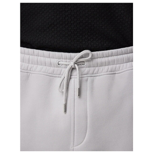 กางเกงขาสั้นผู้ชายผ้าฝ้ายสีทึบเอวยางยืดลำลองเอวกลางสีเทา - Product Image 6