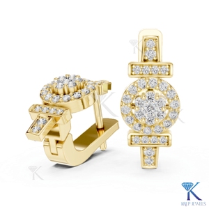 Pendientes de Aro Geométricos con Diamantes CVD HPHT Cultivados en Laboratorio, Chapados en Oro Sólido de 14K, Joyería Fina de Lujo para Mujer, para Bodas - Product Image 3