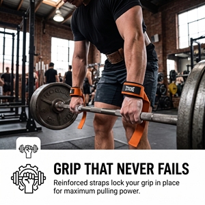 Sangles de musculation rembourrées avec support de poignet en coton, sangles de gym avec logo personnalisé, vente en gros, fabricant OEM - Product Image 4