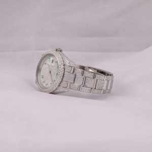 Reloj de Lujo con Esfera Analógica de Diamante Natural Blanco VVS1 con Corte Brillante, Movimiento Automático Árabe, Envío Gratis - Product Image 3