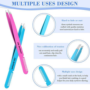 Stainless Steel Eco-Friendly Design for Precise Facial Beauty Care Eyebrow Grooming Kit for Women Men Slanted Tip Tweezers Set - Product Image 5
