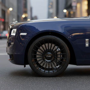 The Phantom Series Satin Black Multi-Spoke Forged Luxury Alloy Rims with Floating Center Caps - Product Image 5