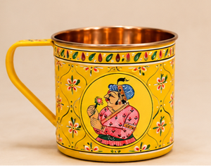 Taza Moscow Mule de Cobre Pintada a Mano en Terracota Naranja Premium, Jarra de Cerveza de Lujo con Arte Mughal Real, Metal Sólido Resistente - Product Image 5