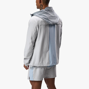 Chaqueta Cortavientos con Capucha para Hombre, Ligera, con Cierre Completo, Transpirable, de Secado Rápido, con Bloques de Color, Chaqueta Deportiva Personalizada de Poliéster para Hombre - Product Image 6