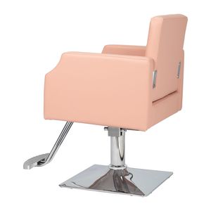 Poltrona da Barbiere in Pelle PVC e Lega di Alluminio, 150kg, con Pompa Idraulica Alta, Base Quadrata Rosa, Pedale Tipo Rivetto - Product Image 2