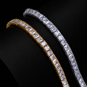 Unique Designer 18K Gold Plated Moissanite Diamond <b>Necklace</b> Princess Cut Channel Setting Snake <b>Chain</b> Unisex Everyday Wear - Product Image 2