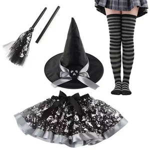 Conjunto de Disfraz de Bruja de Halloween para Mujer, Sombrero Puntiagudo Clásico, Falda de Tul con Escoba, Disfraz para Fiesta de Cosplay, Venta al por Mayor - Product Image 6