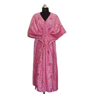 OEM Pink Paisley Print Maxi <b>Kaftan</b> With V-Neck Batwing Sleeves Drawstring Twist Detail <b>Cover</b>-<b>Up</b> Loose Fit Women's Beachwear - Product Image 1