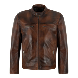 Chaqueta de Cuero Napa 100% Genuino Personalizada Estilo Cafe Racer para Hombre, Cuello Alto, Cierre de Cremallera, Forro de Poliéster, Chaqueta de Motero al por Mayor - Product Image 6