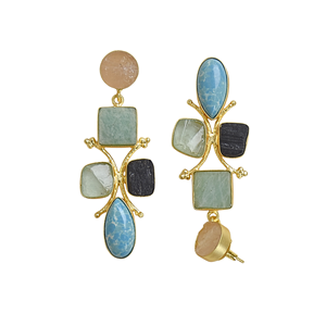 Pendientes Colgantes de Piedras de Cuarzo Multicolor, Clásicos y Modernos, Hechos a Mano y Chapados en Oro, para Mujer, Piedras Semipreciosas, Venta al Por Mayor - Product Image 6