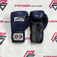 Gants de boxe professionnels Fairtex noir et bleu, design personnalisé, protection UV, sangle de poignet réglable, haute qualité