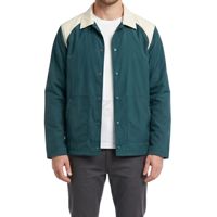 Blouson Coach Urbain Décontracté Homme Style Streetwear Contemporain à Boutonnage Simple Camouflage Rayures Horizontales Contrastantes sur la Poitrine Bleu Marine