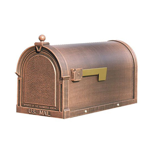 Vintage Red Metal Mailbox Black Trim Flag <b>Post</b> Mount Outdoor Letter <b>Box</b> Curbside Residential Home Exterior <b>Wall</b> Decoration - Product Image 2
