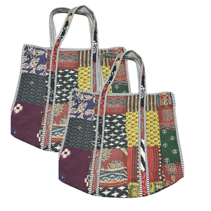 Sac fourre-tout en coton imprimé patchwork bohème, ouvert en dessus, spacieux, pour le shopping, toutes saisons, idéal pour les voyages et les vacances - Product Image 3