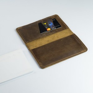 Funda para Chequera de Cuero Liso de Fabricante, Fundas para Chequera de Cuero Genuino con 2 Bolsillos, Porta Cheques Impermeable - Product Image 4