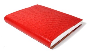 Office Supply Handmade Recycled Cotton Paper <b>Note</b> <b>Book</b> Embossed Refillable Red Color Front Cover Goat Tc Leather Journal Planer - Product Image 2