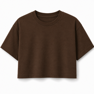 เสื้อครอปท็อปผู้หญิง แขนสั้น คอกลม สีพื้น ผ้าฝ้าย 100% ระบายอากาศ แห้งเร็ว 220 กรัม เสื้อผ้าลำลอง ฤดูใบไม้ผลิ ฤดูร้อน - Product Image 1