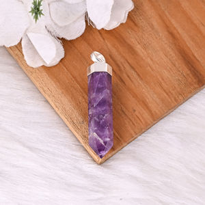 Beautiful <b>Solid</b> 925 Sterling <b>Silver</b> Amethyst Pencil Pendant Fine Jewelry Pendants & Charms Wholesaler - Product Image 5