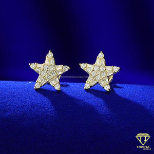 Boucles d'oreilles en forme d'étoile en moissanite, en argent sterling 925, bijoux de luxe étincelants, cadeau pour femme - Product Image 4