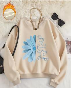 Women's Premium Polyester/Cotton <b>Blend</b> Fleece Sweatshirt-Comfortable & Stylish Waterproof & Windproof for Winter Season - Product Image 1